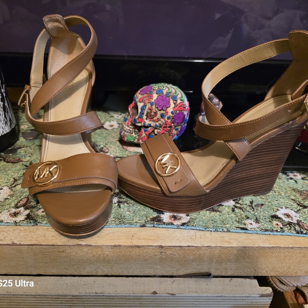 Michael Kors Tan Wedge Sandals